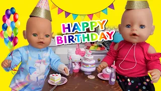 Baby Born doll Birthday Feeding and changing baby doll