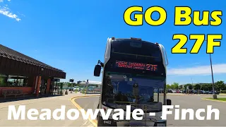 4K GO Transit Route 27F Bus Ride  Meadowvale GO to Finch Bus Terminal (Duration 1h 5min)