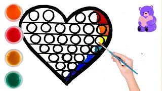 How to Draw and Color a POP IT HEART for kids and Toddlers is easy. Learn to draw with me.