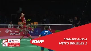 Thomas Cup | MD2 | ASTRUP/RASMUSSEN (DEN) vs DREMIN/GRACHEV (RUS) | BWF 2018