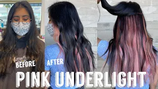 Hair Transformations with Lauryn: Rosegold Pink Underlights on Virgin Hair Ep. 72