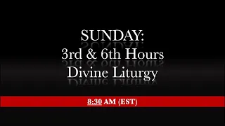 8:30 AM (EST) Sunday - 3rd & 6th hours, Divine Liturgy