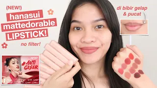 HANASUI MATTEDORABLE LIPSTICK REVIEW SWATCHES ALL SHADES Ratu Adellya