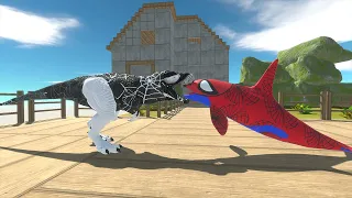 VENOM T-REX vs SPIDERMAN ORCA DEATH RUN FARM ISLAND - Animal Revolt Battle Simulator