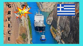 GREECE: Yachts crossing narrow, ancient CORINTH CANAL #travel #greece