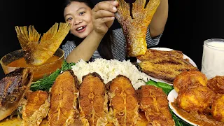 Eating Spicy Fish Curry, Fish Head, Egg Curry, Brinjal Fry With Rice, Nepali Mukbang, Eating Show