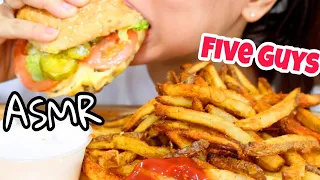 ASMR FIVE GUYS MUKBANG CHEESEBURGER AND FRIES Eating Sounds TWILIGHT