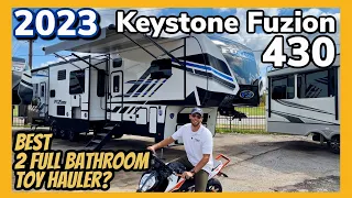 2023 Keystone Fuzion 430 | 2 FULL Bathrooms + Sectional Sofa Toy Hauler