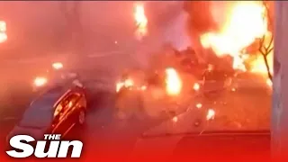 New footage shows immediate aftermath of horror helicopter crash in Brovary