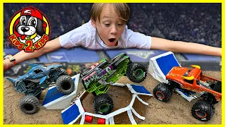 SUPER Monster Truck Toys MESSY COMPILATION - Obstacle Course, Racing & DIY Arena Freestyle Challenge