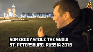 Somebody Stole The Snow! New Year's Lights Looks Lonely in St Petersburg, Russia. Vlog