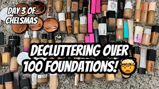 MAJOR FOUNDATION DECLUTTER! | Decluttering 114 FOUNDATIONS 🤯🤯🤯 | Day 3 of Chelsmas