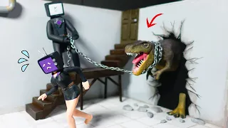 Making TV Man Save TV Woman from T-Rex Dinosaur - Skibidi Toilet | Polymer Clay | Diorama