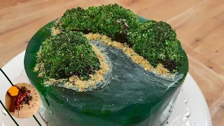 island cake| Chocolate jelly island cake| chocolate ocean cake| foodpetra