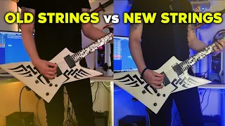 OLD vs NEW Guitar Strings - James Hetfield EMG 60 81 AXE FX III Sound Test 2023