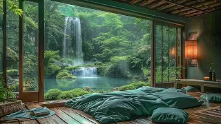 Sleep Instanly with Forest and Waterfall Ambience: Nature Rain Sound to Meditate, Relax for 24 Hrs