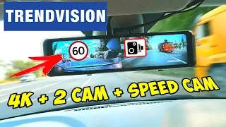 TRENDVISION MR-4K UHD 👉 ЗЕРКАЛО-РЕГИСТРАТОР С БАЗОЙ КАМЕР SPEED CAM И НАСТОЯЩИМ 4K РАЗРЕШЕНИЕМ