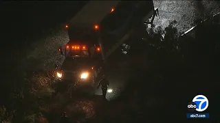 Amazon delivery truck stuck on hill in Montecito Heights, threatening home