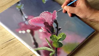 Painting an apple flower / Acrylic Painting / Vadym art