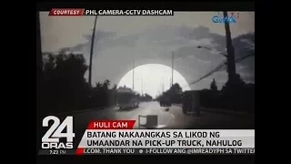 24 Oras: Batang nakaangkas sa likod ng umaandar na pick-up truck, nahulog