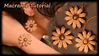 Macrame Flower | Macrame Flower Earrings | Macrame Flower Bracelet | Cute & Easy Macrame Flower