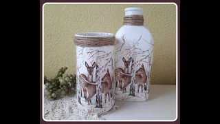 Decoupage met servet op glas