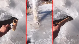 Fireworks Blow Up Under Ice | So Satisfying Experiment