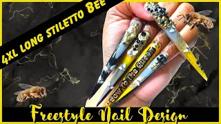 Spring Freestyle: 4XL Stiletto Nails with Bees, Ombre & Chanel Bling