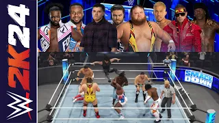 WWE 2k24 Spectator Mode | Men's 4 Way Tornado Tag-Team Battle | Tag-Team Entrance with MUSIC