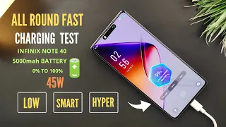 Infinix Note 40 Charging Test All Round Fast Charging | Low, Smart, Hyper | 5000mah | 45W | 🔥⚡🚀