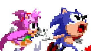 Sonic runs away from Amy [Sonic sprite animation]