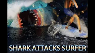 DIY Megalodon Shark attacks the surfer diorama - The meg resin arts / Sculpture shark