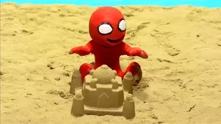 DibusYmas Sand castle games 💕 Superhero Play Doh Stop motion cartoons