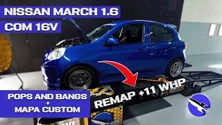 Nissan March 1.6 16v com Remap +11 whp Mapa Custom com Pops and Bangs