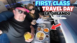 Travel Day to Orlando Florida! Our Flight in First Class with Full Meal Service.. WDW Trip Day 1