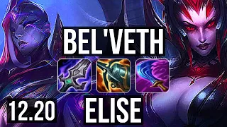 BEL'VETH vs ELISE (JNG) | 12/0/10, 65% winrate, Legendary | EUW Master | 12.20