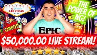 NON STOP HUGE JACKPOTS!  🔴$50,000 High Limit Live Stream - CRAZY HIGH LIMIT ACTION !