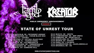 Lamb of God - State Of Unrest Tour 2020 w/ Kreator (EU/UK)