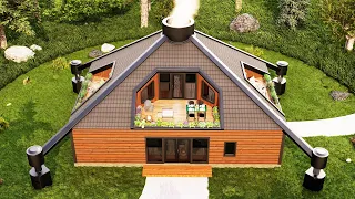 15m x 10m (49' x 32') Cozy & Charming Cabin House - 4 Bed - 3 Bath - Amazing Floor Plan