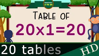 20x1=20 Multiplication, Table of Twenty Tables Song Multiplication Time of tables - MathsTables