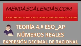 4P105   REALES 1 3 1   Expresión decimal de racional 3 º 4 º ESO 20 21
