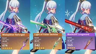 Almost BiS for Ayaka?: R1 Mistsplitter vs R1 Light of Foliar Incision vs R1 Blackcliff Genshin