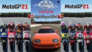 1994 Toyota Supra MK4 Turbo VS 500 2 Stroke MotoGp 21 Bikes || Drag Race || Legendary Vehicles ||