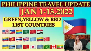 PHILIPPINE TRAVEL UPDATES GREEN,YELLOW AND RED LIST COUNTRIES STRATING JUNE 1-15,2022