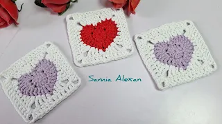 Granny Square: Easy and elegant heart granny square 💕