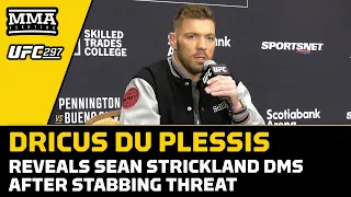 Dricus Du Plessis Reacts To Sean Strickland Stabbing Threats, Reveals DMs | UFC 297