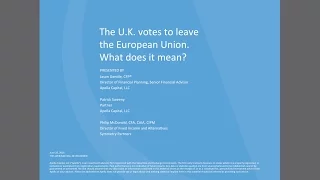 The UK Votes to Leave the European Union. What Does it Mean?