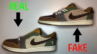 REAL VS. FAKE NIKE AIR JORDAN 1 RETRO LOW OG ZION WILLIAMSON VOODOO SNEAKERS COMPARISON