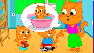 Cats Family in English - Let's take a bath Cartoon for Kids