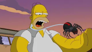 The Simpsons - Homer gets bitten by a real spider